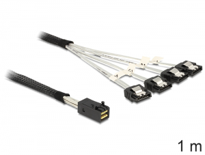 Delock Mini SAS HD x 4 SFF 8643 apa > 4 x SATA 7 Pin anya kábel, 1 m (83393)