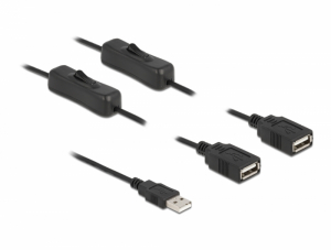Delock USB A-típusú kábel apa   2 db. USB A-típusú anya kapcsolóval ellátott, 1 m (86803)