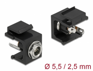 Delock Keystone modul, DC 5,5 x 2,5 mm-csatlakoz&oacute;h&uuml;vely, fekete (86850)