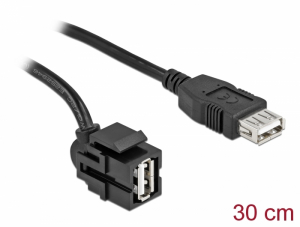 Delock Keystone modul, USB 2.0 A-csatlakoz&oacute;h&uuml;vely 250  > USB 2.0 A-csatlakoz&oacute;h&uuml;vely, k&aacute;bellel fekete (86870)