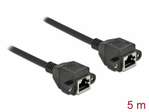Delock H&aacute;l&oacute;zat bőv&iacute;tő k&aacute;bel S/FTP RJ45 anya - RJ45 anya Cat.6A, 5 m hossz&uacute;, fekete (87012)