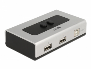 Delock K&eacute;tir&aacute;ny&uacute; USB 2.0 switch 1 db. B-t&iacute;pus&uacute; anya   2 db. A-t&iacute;pus&uacute; anya k&eacute;zi &aacute;tkapcsol&aacute;ssal (87760)