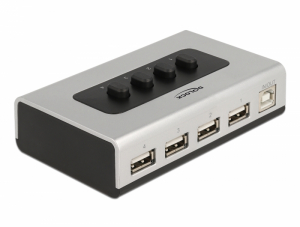 Delock K&eacute;tir&aacute;ny&uacute; USB 2.0 switch 1 db. B-t&iacute;pus&uacute; anya   4 db. A-t&iacute;pus&uacute; anya k&eacute;zi &aacute;tkapcsol&aacute;ssal (87762)