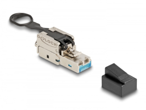 Delock RJ45 apa dugaszoló szerelvény Cat.6A lenyomva kihúzó kallantyúval szerszám nélkül szerelhető (87892)