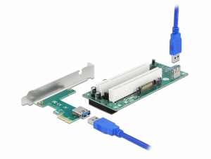 Delock PCI Express Riser kártya x1 - 2 x PCI 32 Bit bővítőhely, 60 cm-es -kábellel (90066)