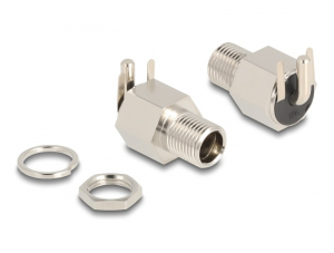Delock DC csatlakozó anya 5,5 x 2,1 mm-es forrasztott foglalatfej verzióval ívelt - Hexagon 20 V / 10 A (90179)