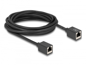 Delock H&aacute;l&oacute;zat bőv&iacute;tő k&aacute;bel RJ45 anya - RJ45 anya Cat.6A S/FTP 5 m fekete (90333)