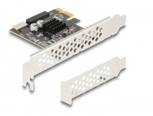 Delock PCI expressz x1 k&aacute;rtya - 1 x belső USB 5 Gbps Type-E Key A and 1 x 19 pin USB pin header male - alacsony profil&uacute; format&eacute;nyező (90344)