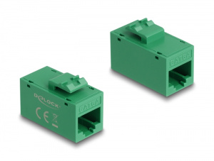 Delock Keystone modul, RJ45-aljzat - RJ45-aljzat, Cat.6A UTP z&ouml;ld (90640)
