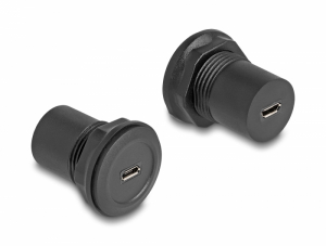 Delock USB 2.0 Micro-B-típusú   USB 2.0 Micro-B-típusú beépített csatlakozóval fekete (66743)