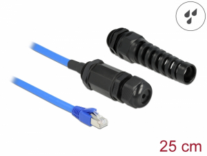 Delock Cat.6 vízhatlan RJ45 apa - RJ45 anya kábel tömszelencével és elhajlás védelemmel (66809)