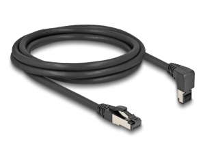Delock RJ45 hálózati kábel Cat.8.1 S/FTP 90  fokban felfelé hajló / egyenes 2 m fekete (80395)