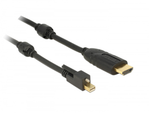 Delock K&aacute;bel mini Displayport 1.2-dug&oacute;s csatlakoz&oacute; csavarral > HDMI-csatlakoz&oacute;dug&oacute; 4K akt&iacute;v fekete2m (83730)