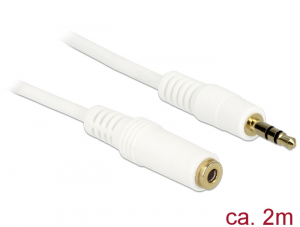 Delock Stereo Jack hosszabbító kábel 3.5 mm 3 pin apa > anya 2 m fehér (83767)