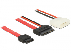 Delock kábel Slim SATA anya > SATA 7 tűs + 2 tűs tápcsatlakozó apa 50 cm (84790)