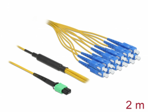 Delock Optikai sz&aacute;lk&aacute;bel MPO anya - 12 x SC Simplex apa, egyszerű m&oacute;dozat, 9/125  m, 2 m hossz&uacute; (84871)