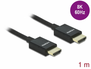Delock Nagysebess&eacute;gű HDMI -k&aacute;bel koax 48 Gbps 8K 60 Hz, fekete 1 m (85384)