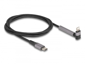 Delock Adat és töltő kábel USB Type-C  - Lightning  iPhone , iPad , iPod  eszközökhöz hajlított álló funkcióval, fekete és 1,5 m hosszú, Mfi (85405)