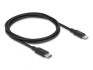 Delock Vékony, adat és töltő kábel USB Type-C  - Lightning  iPhone , iPad , iPod  eszközökhöz, fekete 1 m Mfi (85410)