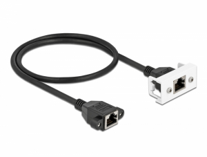 Delock Cat.6A h&aacute;l&oacute;zat kibőv&iacute;tő k&aacute;bel Easy 45 modulhoz S/FTP RJ45 anya - RJ45 anya, 25 cm, fekete (87126)