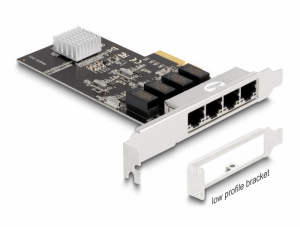 Delock PCI Express x4 k&aacute;rtya 4 x RJ45 Gigabit LAN RTL8111 (88618)
