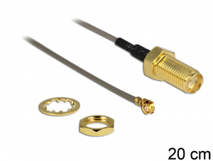 Delock antenna  k&aacute;bel SMA Jack Bulkhead > MHF/U.FL-LP-088 kompatibilis csatlakoz&oacute;, 200 mm, 1.37 (88816)