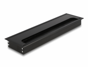 Delock K&aacute;bel t&ouml;m&iacute;tő/rendező asztalba szerelt v&aacute;ltozathoz kef&eacute;vel 300 x 80 x 28 mm m&eacute;retű, fekete (66858)