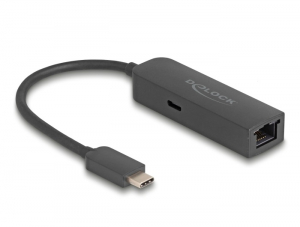 Delock Szürke USB Type-C  adapter tápellátó portos 2,5 Gigabit LAN-hez 100 watt (66938)