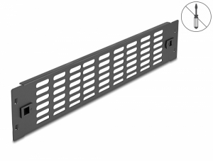 Delock 19  hálózati kabinet panel szellőző nyílásokkal eszköz nélkül beszerelhető 2U fekete (66987)