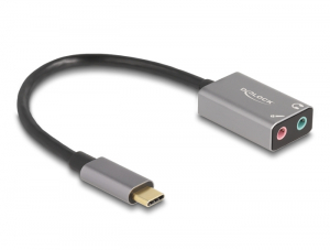 Delock K&uuml;lső USB Type-C  csatlakoz&oacute;j&uacute; hangk&aacute;rtya 2 x 3,5 mm sztereo jack Plug & Play audio adapterrel (67071)