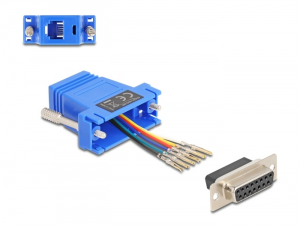 Delock D-Sub 15-tűs anya   RJ12 anya &ouml;sszek&ouml;tő adapter k&eacute;k (67090)