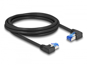 Delock RJ45 hálózati kábel Cat.6A S/FTP jobb / bal, hajlított, 2 m, fekete színű (80465)