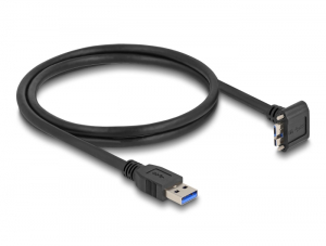 Delock USB 5 Gbps k&aacute;bel A-t&iacute;pus&uacute; USB apa egyenes   Micro-B USB apa csavarral 90 -ban felfel&eacute; hajl&iacute;tott 1 m fekete (80483)