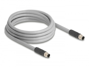 Delock M12 kábel L-kódolt 5 tűs apa - apa PUR húzóláncokhoz alkalmas 3 m szürke (80534)