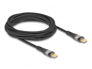 Delock Adat és gyors töltő kábel USB 2.0 USB Type-C  apa-aoa átlátszó PD 3.0 100 W 3 m (80765)
