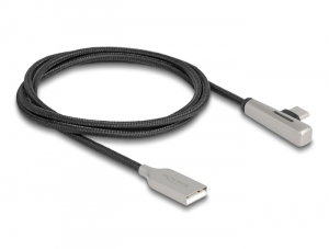 Delock K&aacute;bel USB 2.0 A-t&iacute;pus&uacute; apa - USB Type-C  apa hajl&iacute;tott, LED f&eacute;nnyel &eacute;s gyors t&ouml;ltő funkci&oacute;val 60 W 1 m (80766)