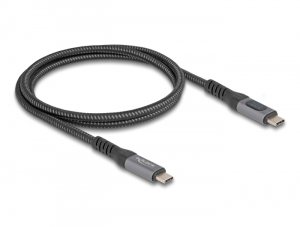 Delock USB 40 Gbps adat és gyorstöltő koax kábel 1 m hosszú, 8K 60 Hz USB PD 3.1 bővített tápszélesség 240 W (86067)