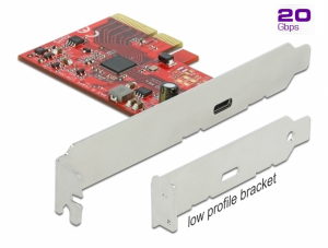 Delock PCI Express x4 K&aacute;rtya - 1 x k&uuml;lső SuperSpeed USB 20 Gbps (USB 3.2 Gen 2x2) USB Type-C  h&uuml;vely (89035)