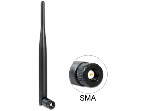 Delock WLAN antenna 802.11 ac/a/b/g/n SMA 4 - 5 dBi minden ir&aacute;ny&uacute; csatlakoz&aacute;s fekete (89438)