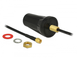 Delock ISM 433 MHz-es antenna SMA dug&oacute; 2 dBi mindenir&aacute;ny&uacute; fekete tetőre szerelhető k&uuml;lt&eacute;ri antenna (89487)