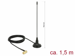 Delock 480 MHz Antenna SMA-dug&oacute; 2,5 dBi ir&aacute;ny&iacute;tatlan, r&ouml;gz&iacute;tett, m&aacute;gneses talppal &eacute;s csatlakoz&oacute;k (89615)