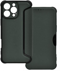 Gigapack Apple iPhone 16 Pro karbon mintás fliptok sötétzöld (GP-160283)