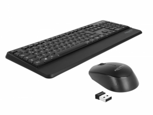 Delock NÉMET Vezetéknélküli fekete (csukló pihentetovel) USB klaviatúra és egér készlet 2,4 GHz (12674)