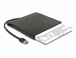Delock Külső váz 12,7 mm magasságú, 5.25  Slim SATA meghajtókhoz SuperSpeed USB 5 Gbps A-típusú apa csatlakozóval (42636)