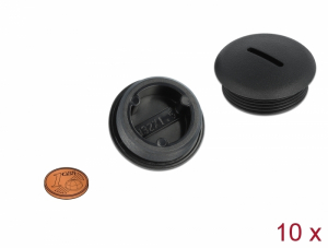 Delock M32 x 1,5 csavarmenetes z&aacute;r&oacute;dug&oacute;, 10 db. fekete (60233)