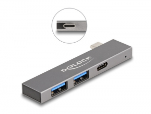 Delock 3 portos v&eacute;kony USB hub USB Type-C  csatlakoztat&oacute;val &eacute;s 1 x USB 5 Gbps USB Type-C  &eacute;s 2 x USB 5 Gbps A-t&iacute;pus&uacute; (64275)
