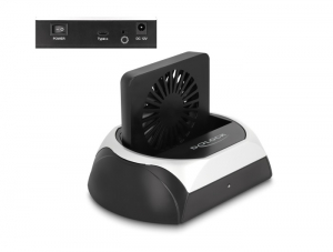 Delock USB 10 Gbps dokkol&oacute; &aacute;llom&aacute;s 2.5  / 3.5  SATA HDD / SSD vagy M.2 NVMe PCIe, illetve SATA SSD ventill&aacute;torral (64280)