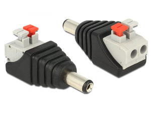 Delock DC 5.5 x 2.1 mm apa > Terminal Block nyom&oacute;gombbal 2 pines adapter (65523)
