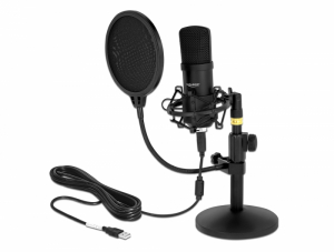 Delock Professzionális kondenzátor mikrofon-szett USB csatlakozóval podcasting-hoz és lejátszáshoz (66300)