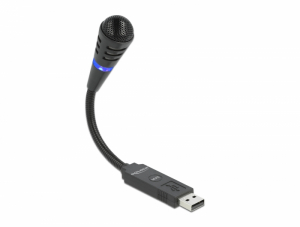 Delock USB mikrofon g&eacute;gecsovel &eacute;s n&eacute;m&iacute;t&oacute; gombbal (66499)